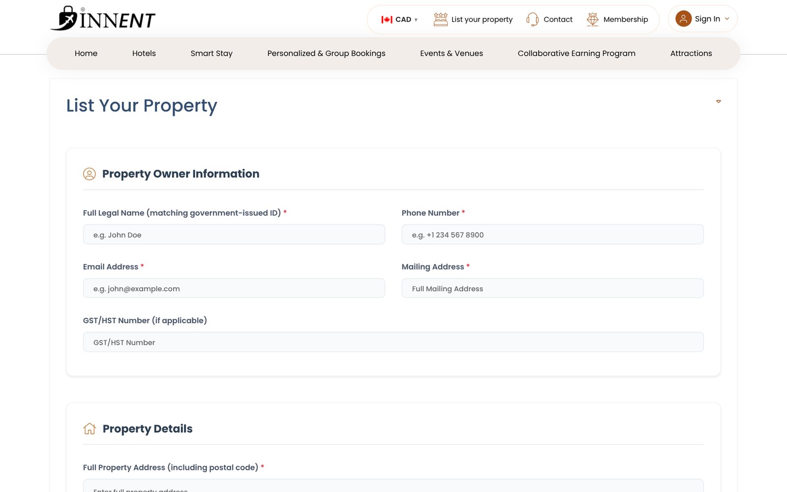 Innent: List your property