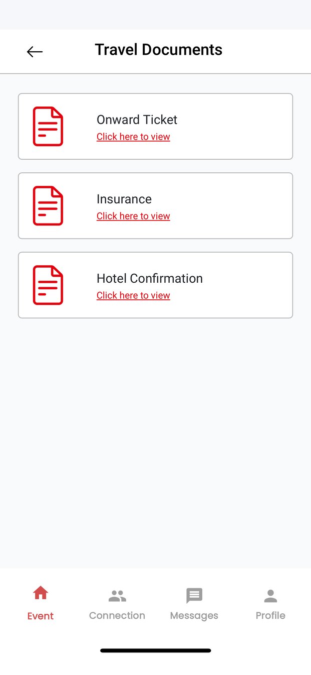 Nyka Events app: Travel documents