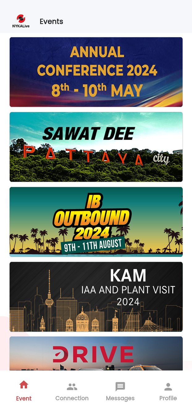 Nyka Events app: My events