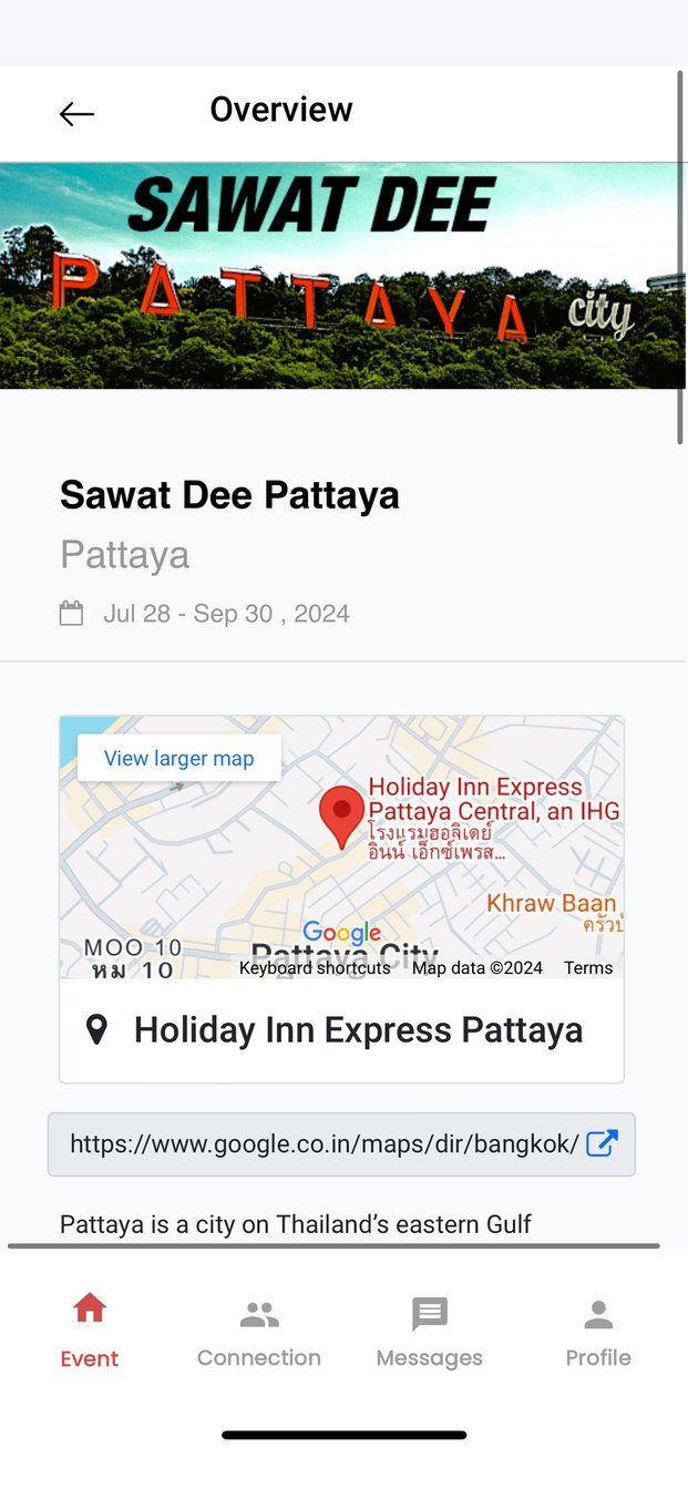 Nyka Events app: Event overview
