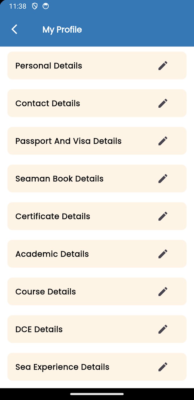 Seajob app: Seafarer profile