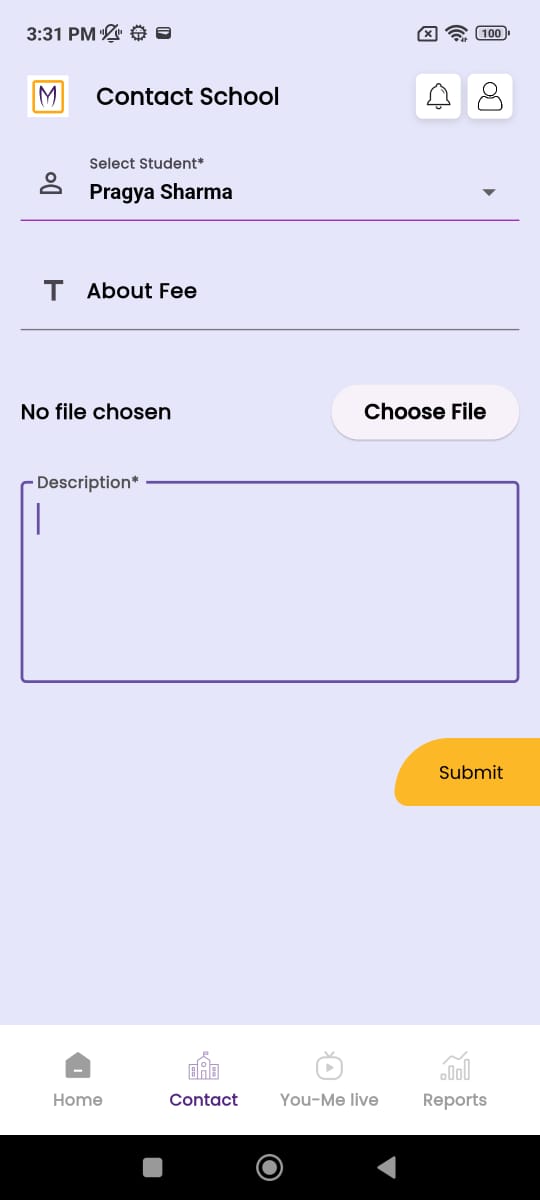 You-Me Global Education app: Contact School